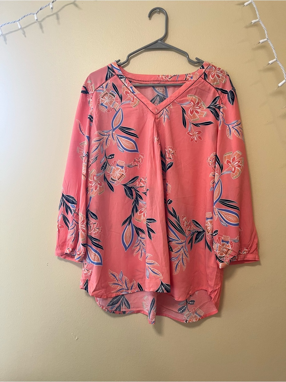 St. John's Bay Coral Pink Floral V-Neck Tunic